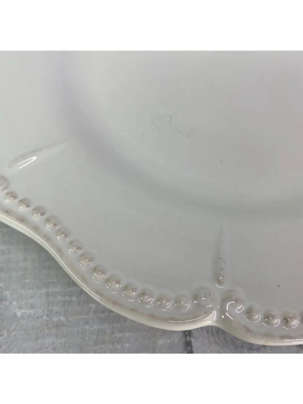 Chris Madden JCPenny ADALINA Ivory Embossed Stoneware Salad Lunch Plates Set 4